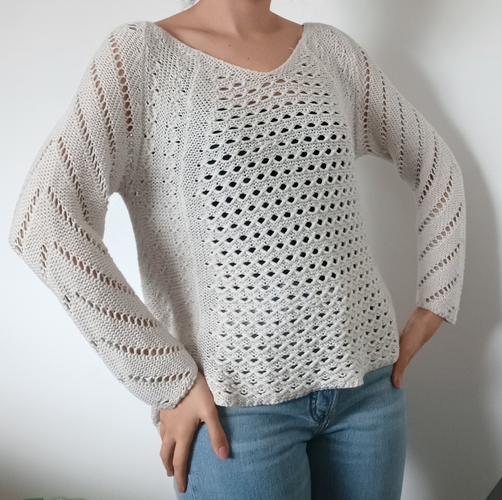 ⛔SOLD⛔Loose Knit Cream Sweater - Picture 9 of 12